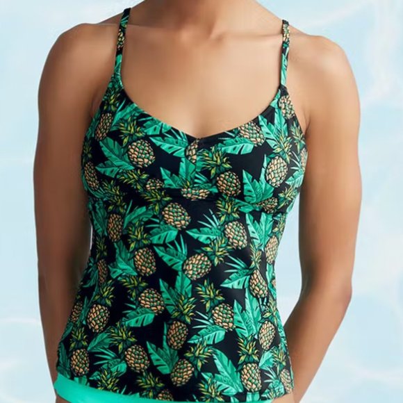 MeUndies Swimsuit Pineapples Tankini & Mid-Rise Bikini set large new - Picture 3 of 5